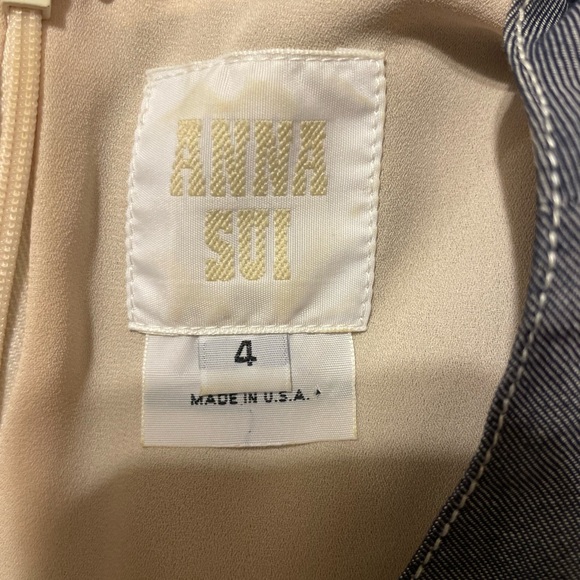 Anna Sui Lace Banded Chambray Short Sleeve Blouse - Picture 6 of 8